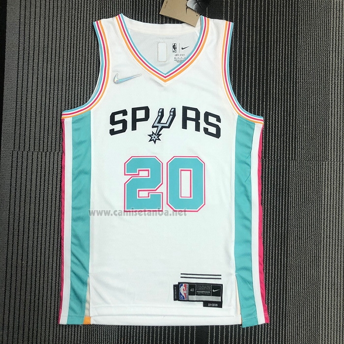 Camiseta San Antonio Spurs Manu Ginobili #20 Ciudad 2021-22 Blanco